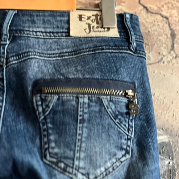 Desigual Exotic Jeans Blue Flower embroidered Y2K Jeans - Picture 8 of 14